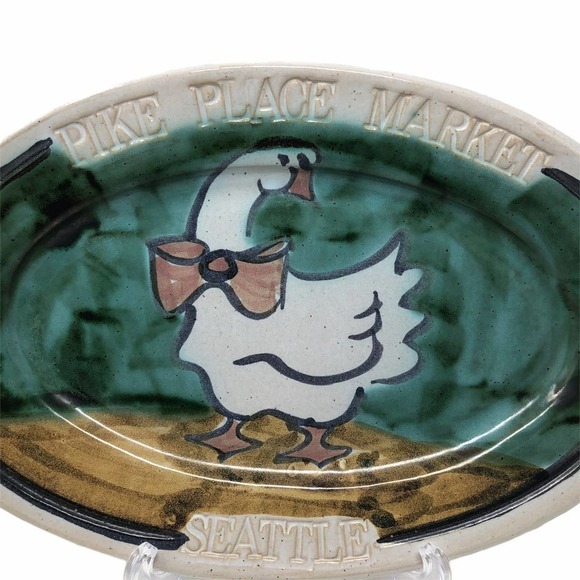 Original 1989 Sally Christopher Pike Place Market Seattle Signed Goose Platter - Picture 3 of 7